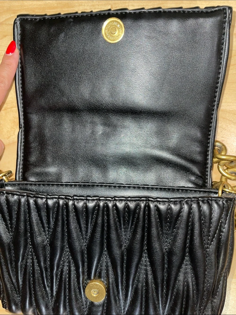 Montana West Black Quilted Leather Shoulder Bag with Gold Chain